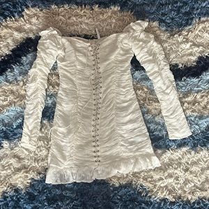 Dainty White Floral Off the Shoulder Dress